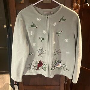 Croft & Barrow Green Cardigan with Bird Embroidery
